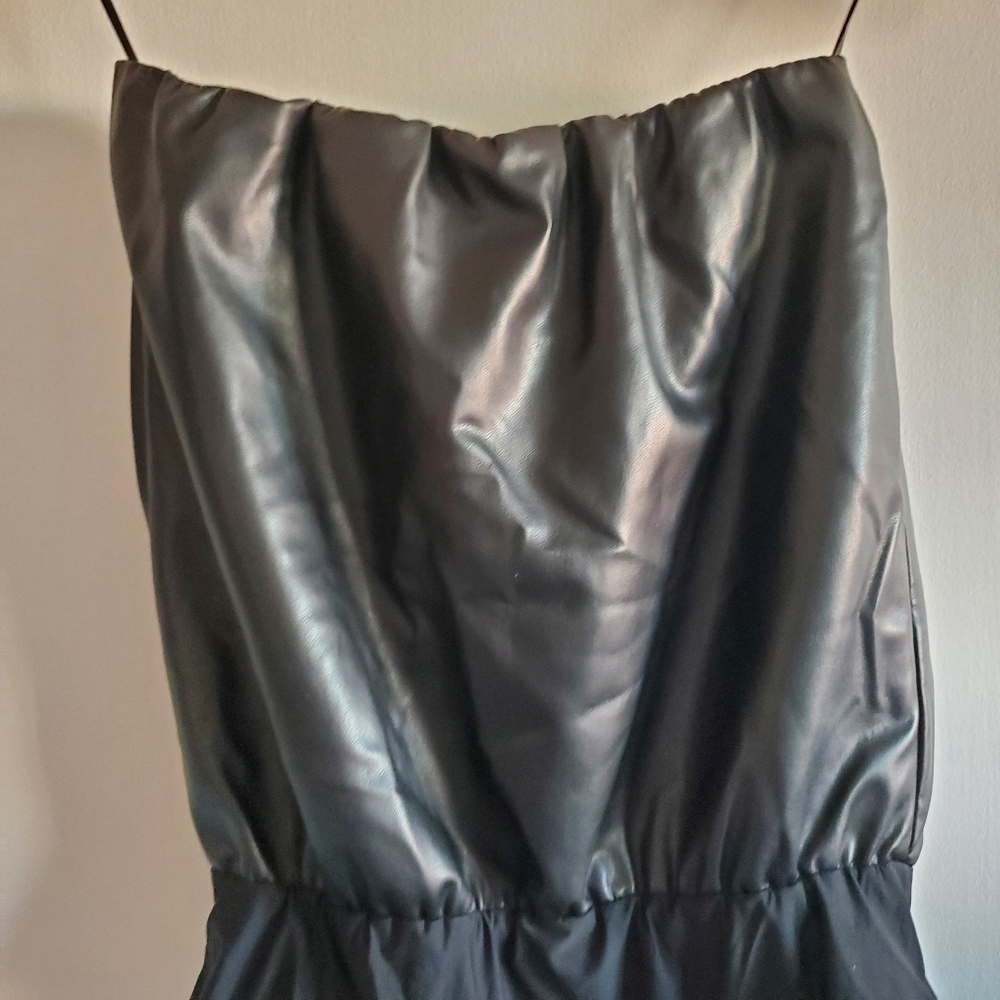 Wolford Revolve Faux Leather BodySuit Size XS Tube Top Grunge Festival Alt club - Picture 7 of 12
